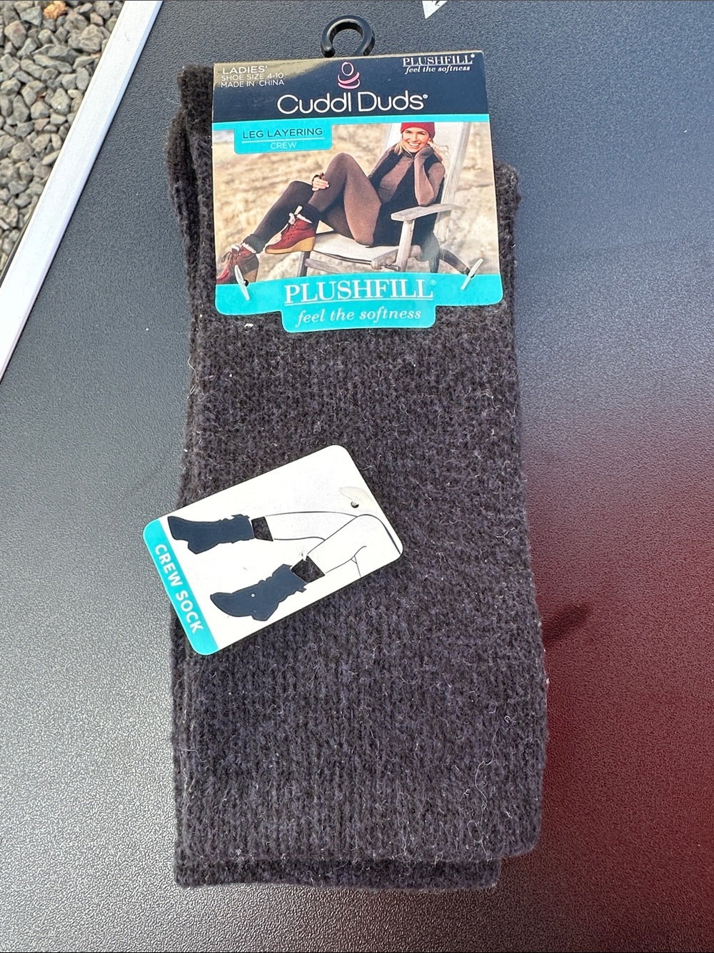 Cuddl Duds Plushfill Crew Socks - Dark Charcoal